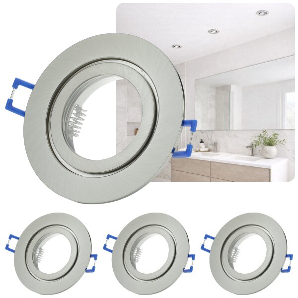 Bad Einbaurahmen Chrom IP44 4er Set | 230V Alu mit GU10 Fassung