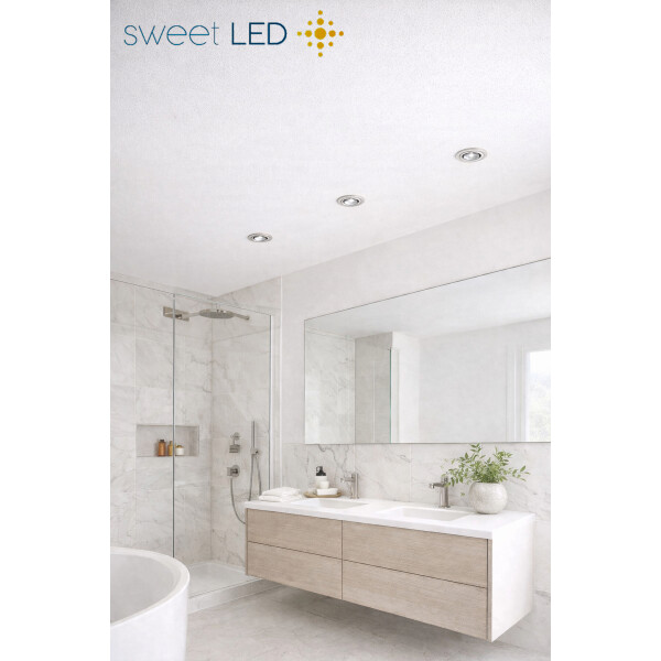 LED Einbaustrahler für Badezimmer IP44 - Deckenspots Aluminium Chrom Gebürstet GU10 - Sparpack 4er SET