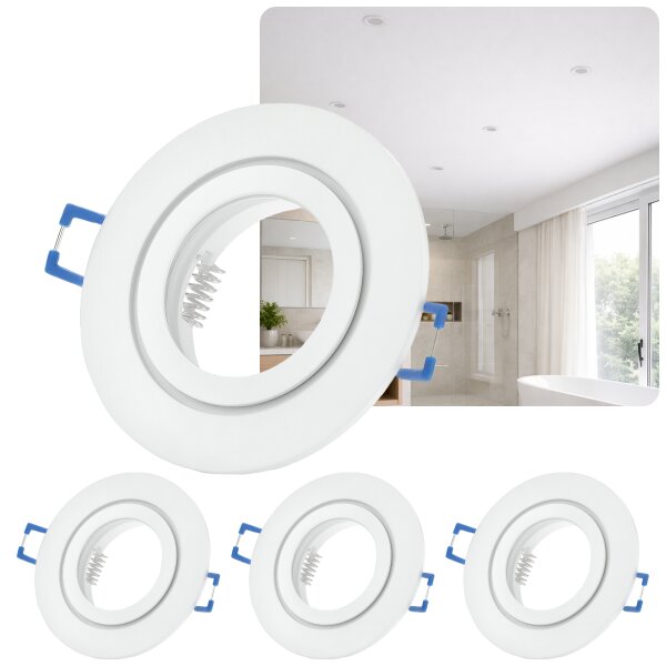 Einbaurahmen Bad Weiß Matt IP44 | Flach GU10 Ø68mm 4er Set