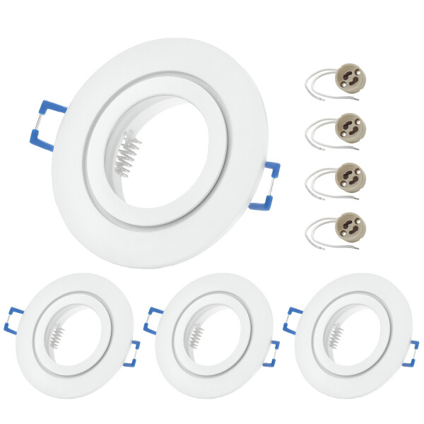 Einbaustrahler Bad IP44 - LED Deckenspots GU10 ultra flach weiß matt Aluminium- Einbaurahmen ohne Leuchtmittel Einbautiefe 23 mm - 4er Sparpack