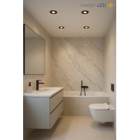 LED Einbaustrahler Bad IP44 | Schwarz 7W 230V Rund 6er Set