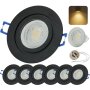 IP44 Deckenstrahler Schwarz Gebürstet für Bad 7W LED 230V | 6er Set Rund