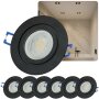 LED Einbaustrahler Bad IP44 | Schwarz 7W 230V Rund 6er Set