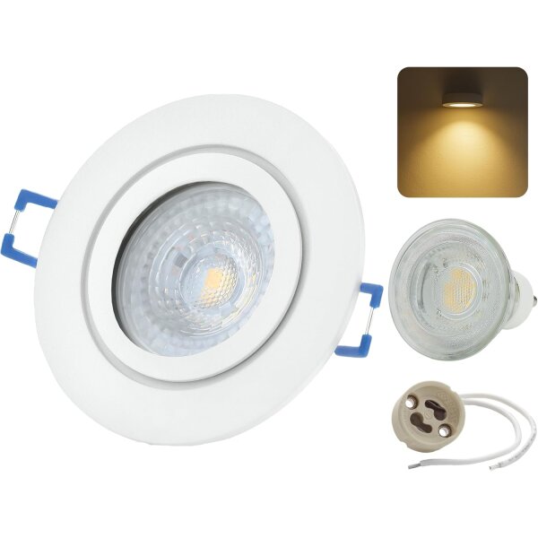 LED Einbaustrahler IP44 Weiß | GU10 7W 3000K Warmweiß Bad 230V