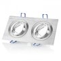 Doppel Led Einbaurahmen ohne Leuchtmittel - 2x GU10  Deckenspots Flach Eckig Alu Gebürstet Schwenkbar - LED Einbaustrahler 230V