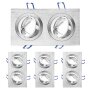 Doppel Led Einbaurahmen ohne Leuchtmittel - 2x GU10  Deckenspots Flach Eckig Alu Gebürstet Schwenkbar - LED Einbaustrahler 230V