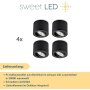 4er Set LED Aufbauspot 230V 50mm Schwarz Gebürstet Schwenkbar | LED Aufbaustrahler 5W warmweiß
