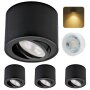 4er Set LED Aufbauspot 230V 50mm Schwarz Gebürstet Schwenkbar | LED Aufbaustrahler 5W warmweiß