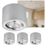 LED Aufbauspot flach 50mm - Spots aus Alu rund gebürstet schwenkbar - 230V Aufbaustrahler inkl. LED Modul 5W 3000K - 4er SET Sparpack