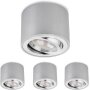 LED Aufbauspot flach 50mm - Spots aus Alu rund gebürstet schwenkbar - 230V Aufbaustrahler inkl. LED Modul 5W 3000K - 4er SET Sparpack