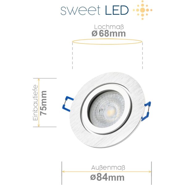 LED Einbaustrahler IP44 Silber | GU10 7W Warmweiß Bad Spot