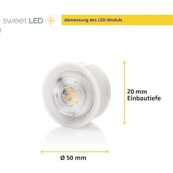LED Leuchtmittel Modul - Licht Led 5 Watt 50 mm Lochmaß - LED Modul flach SET warmweiß 3000 Kelvin 320 Lumen - 4er Sparpack