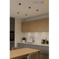 230V LED Aufbauspots 6er Set | Schwarz 5W Warmweiß...