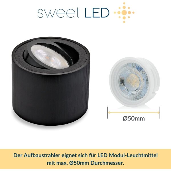 LED Aufbauspot 5W 230V CCT Schwenkbar | Spot 6er Set Schwarz Rund