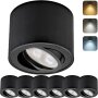 LED Aufbauspot 5W 230V CCT Schwenkbar | Spot 6er Set Schwarz Rund
