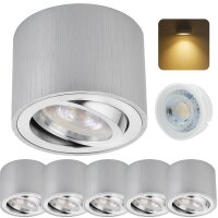 6er Set LED Aufbauspots Alu Gebürstet | 5W...