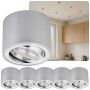 6er Set LED Aufbauspots Alu Gebürstet | 5W Warmweiß 230V Rund