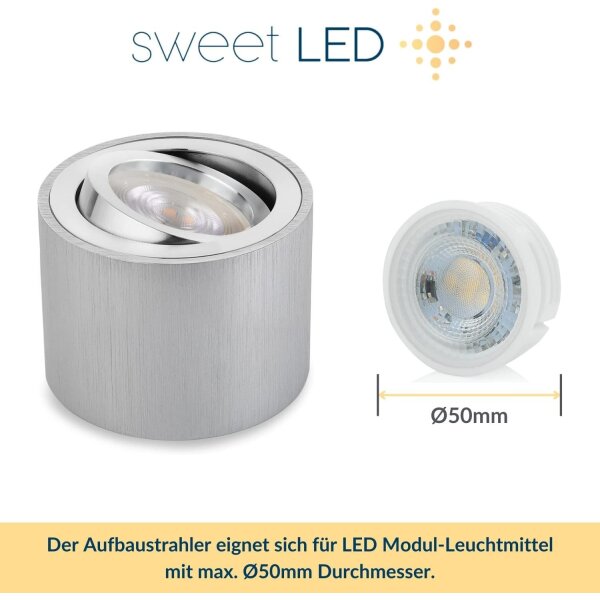 LED Aufbaustrahler 5W 230V CCT Schwenkbar | Spots 6er Set Alu