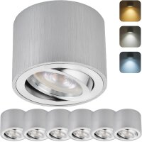 LED Aufbaustrahler 5W 230V CCT Schwenkbar | Spots 6er Set...
