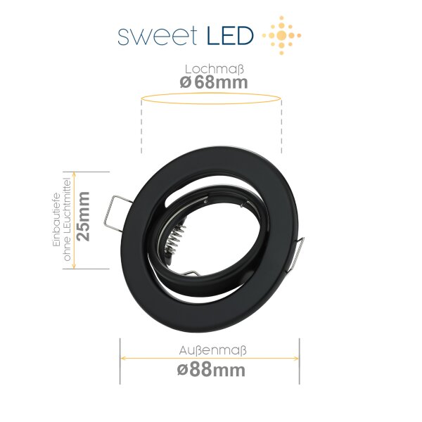 Einbaustrahler GU10 Fassung schwenkbar rund Schwarz matt LED