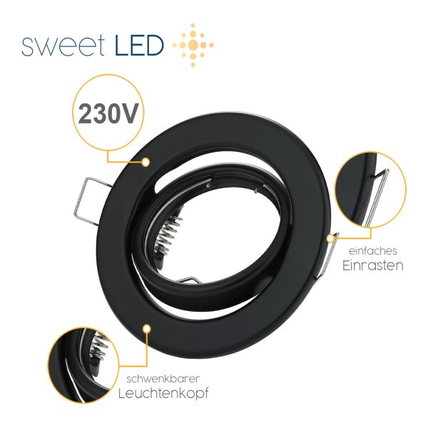 Einbaustrahler GU10 Fassung schwenkbar rund Schwarz matt LED