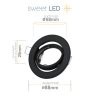 Einbaustrahler GU10 Fassung schwenkbar rund Schwarz matt LED