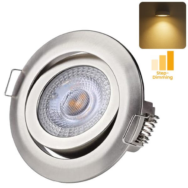 LED Einbaustrahler 5W 3-Step Dimmbar | Flach Einbauleuchten warmweiß