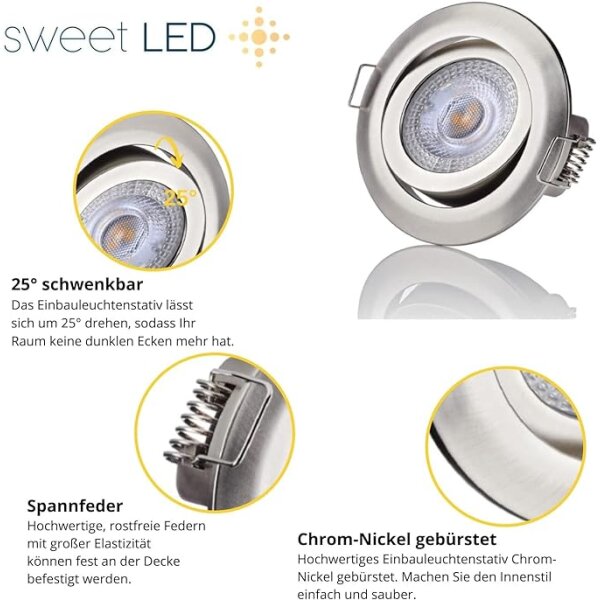 LED Einbaustrahler 5W 3-Step Dimmbar | Flach Einbauleuchten warmweiß