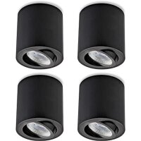 4er Set GU10 Aufbaustrahler Schwarz | 7W LED 230V Schwenkbar