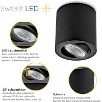4er Set GU10 Aufbaustrahler Schwarz | 7W LED 230V Schwenkbar