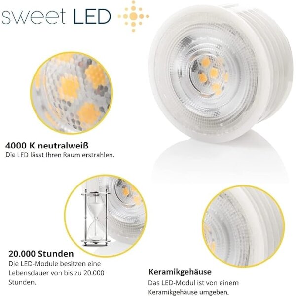 LED Modul 5W Keramik | Neutralweiß 230V Flach Ø50mm 2er Set