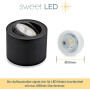 4er Set LED Aufbauspot Flach 50mm Schwarz Gebürstet Schwenkbar | 230V Aufbaustrahler 5W Neutralweiß
