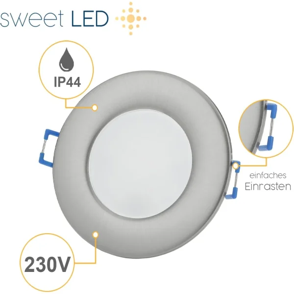 LED Einbaustrahler Badezimmer | IP44 LED Spots Bad 10er Set 3000K 6,5W