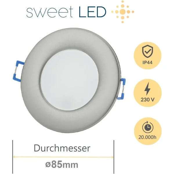 LED Einbaustrahler Badezimmer | IP44 LED Spots Bad 10er Set 3000K 6,5W