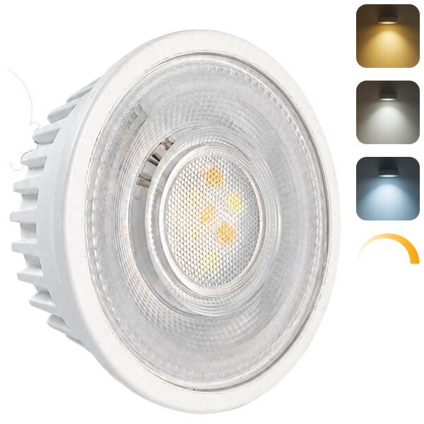LED-Modul CCT dimmbar 230V, 5W 500lm Ø50mm, 23mm Flach – LED-Leuchtmittel mit 3 Lichtfarben für GU10 Spots
