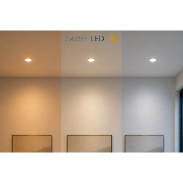 LED-Modul CCT dimmbar 230V, 5W 500lm Ø50mm, 23mm Flach – LED-Leuchtmittel mit 3 Lichtfarben für GU10 Spots