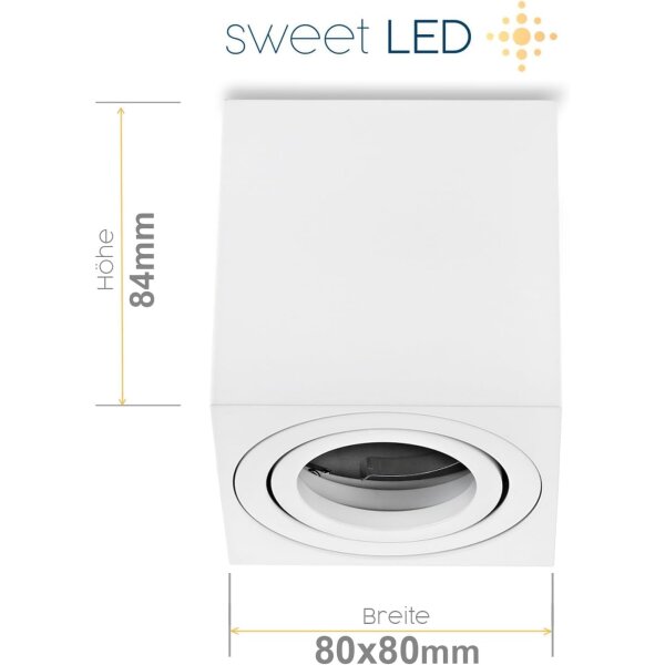 LED Aufbauspot GU10 7W 230V Schwenkbar | 4er Set 3000K Weiß Matt