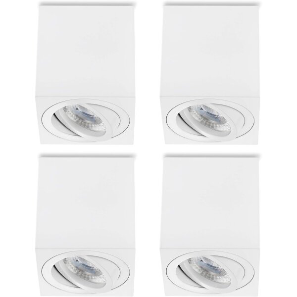 LED Aufbauspot GU10 7W 230V Schwenkbar | 4er Set 3000K Weiß Matt