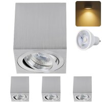LED Aufbauspot GU10 7W 230V Schwenkbar | 4er Set 3000K...