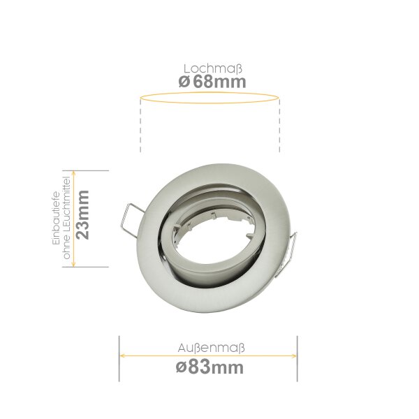 Einbaustrahler Bajonettverschluss 230V - LED Einbauspots Decke GU10 Chrom Gebürstet Schwenkbar - Led Deckenlampe Wohnzimmer