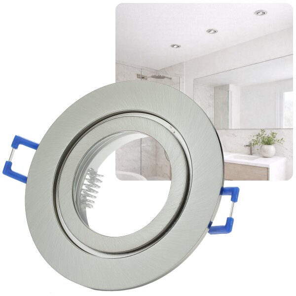 Bad Einbaurahmen IP44 Flach | Chrom Gebürstet GU10 Rund 230V