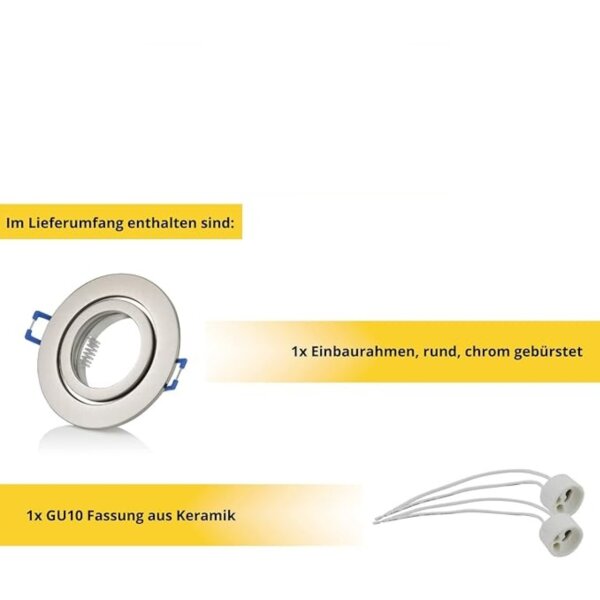 Einbaustrahler Bad IP44 Flach - LED Deckenspots 230V Aluminium Chrom Gebürstet - Led Lampe Decke GU10 - Led Einbaurahmen ohne Leuchtmittel