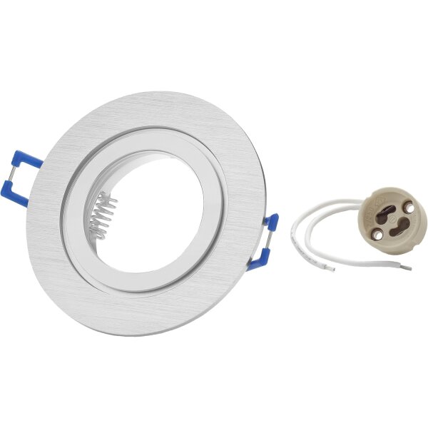 IP44 230V Einbaurahmen Bad | Alu Gebürstet GU10 Flach Ø68mm