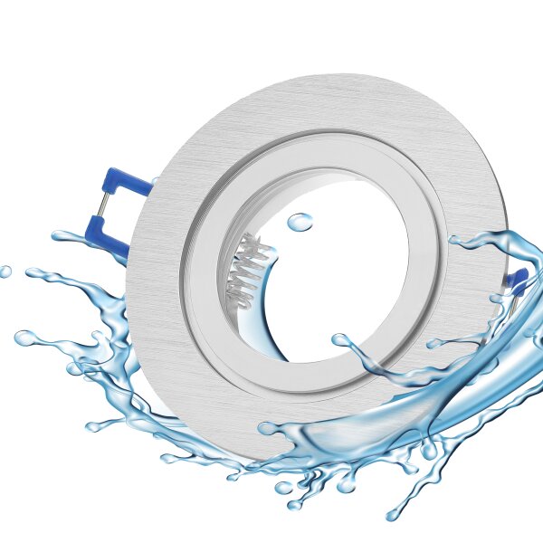 IP44 230V Einbaurahmen Bad | Alu Gebürstet GU10 Flach Ø68mm