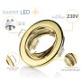 GU10 Einbaustrahler Led - Einbaurahmen ohne Leuchtmittel goldfarbig rund schwenkbar - LED Spots Decke 230 Volt ultra Flach - 68 mm Lochmaß