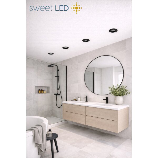 Bad IP44 Einbaurahmen Schwarz | Gebürstet mit GU10 Fassung Ø68mm