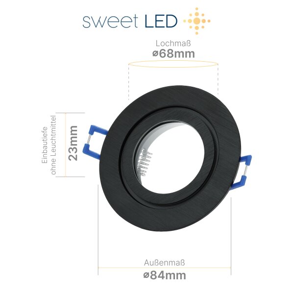 Bad IP44 Einbaurahmen Schwarz | Gebürstet mit GU10 Fassung Ø68mm