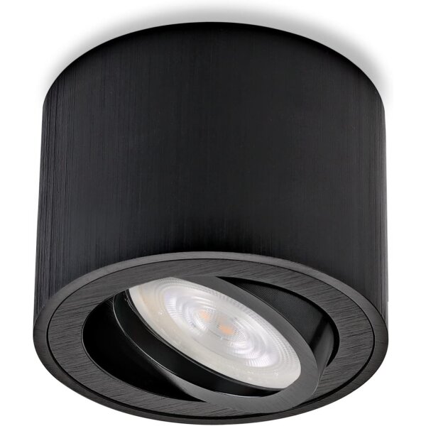 LED Aufbauspot 5W 230V Dimmbar | CCT Modul Schwarz Schwenkbar Rund