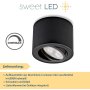 LED Aufbauspot 230V 50mm Dimmbar Schwarz | 5W Kaltweiß