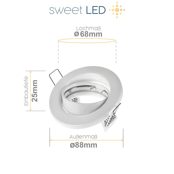 Led Einbaustrahler ohne Leuchtmittel - Einbaurahmen GU10 weiß matt schwenkbar - LED Spots Decke 230V ultra flach Einbautiefe 25 mm - Deckenleuchten